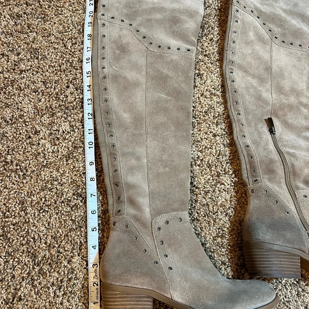 Vince Camuto Bestan Over the Knee Boot Foxy Tan/Gray Suede Size 6 M OTK